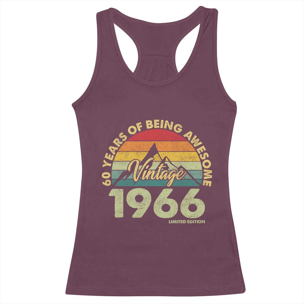 60th Birthday Racerback Tank Top Vintage 1966 Limited Edition 60 Year Old Gift