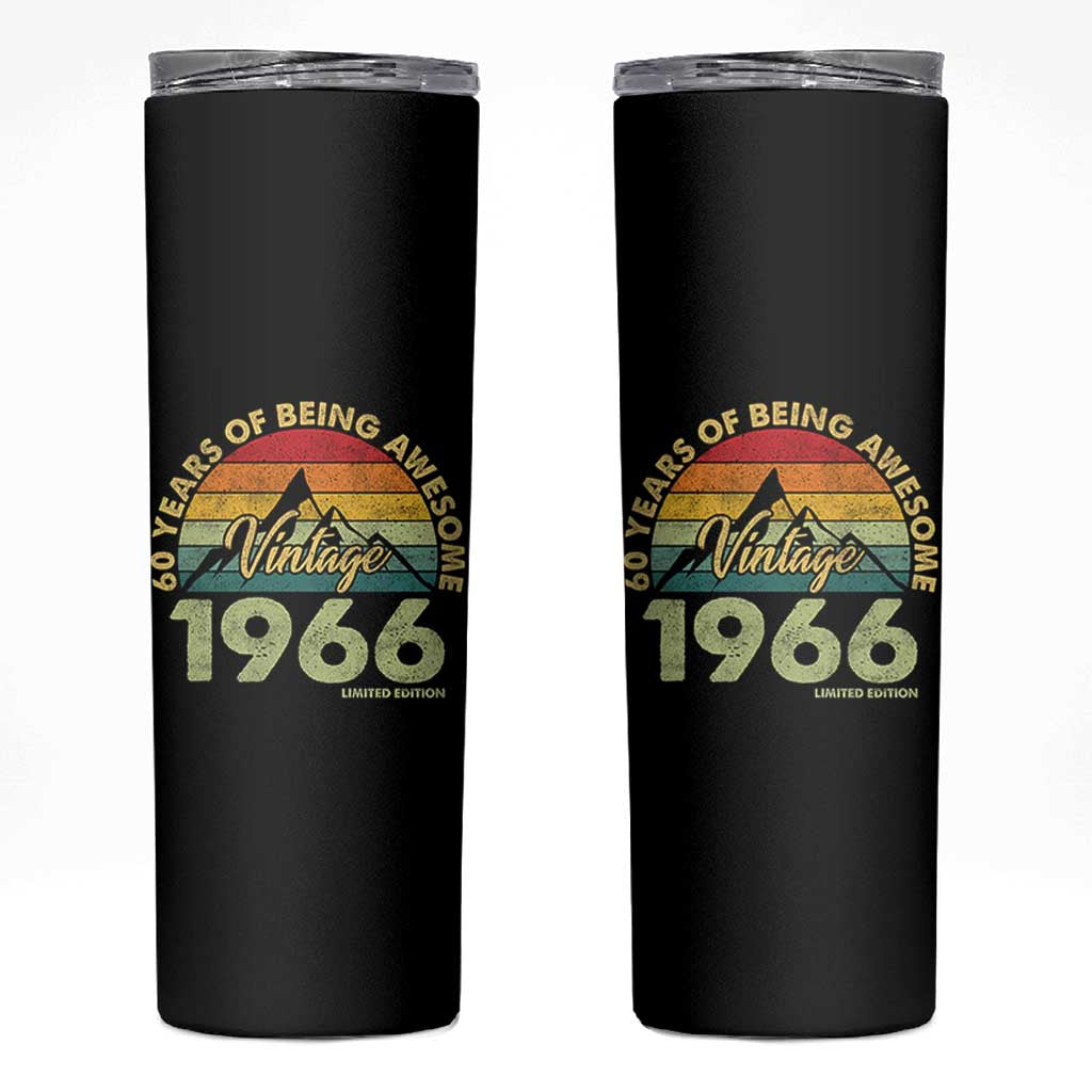 60th Birthday Skinny Tumbler Vintage 1966 Limited Edition 60 Year Old Gift