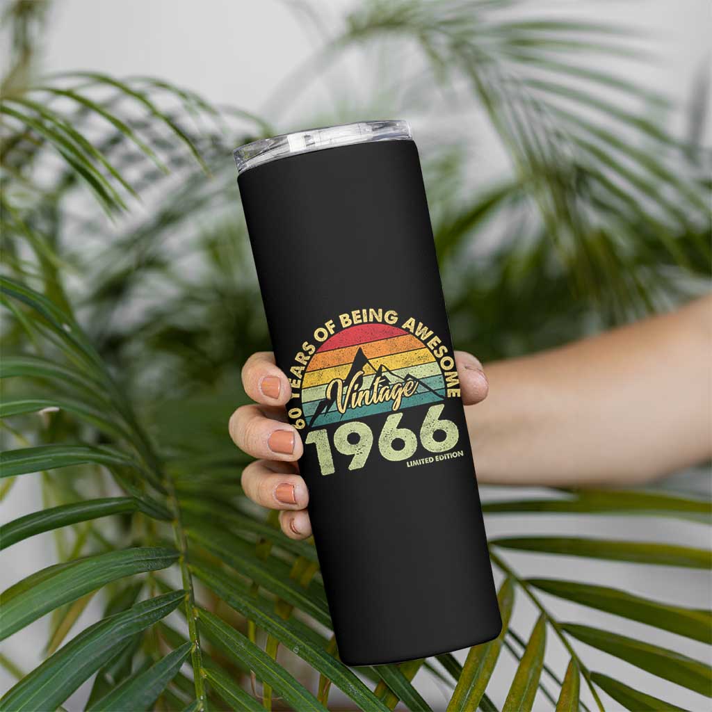 60th Birthday Skinny Tumbler Vintage 1966 Limited Edition 60 Year Old Gift