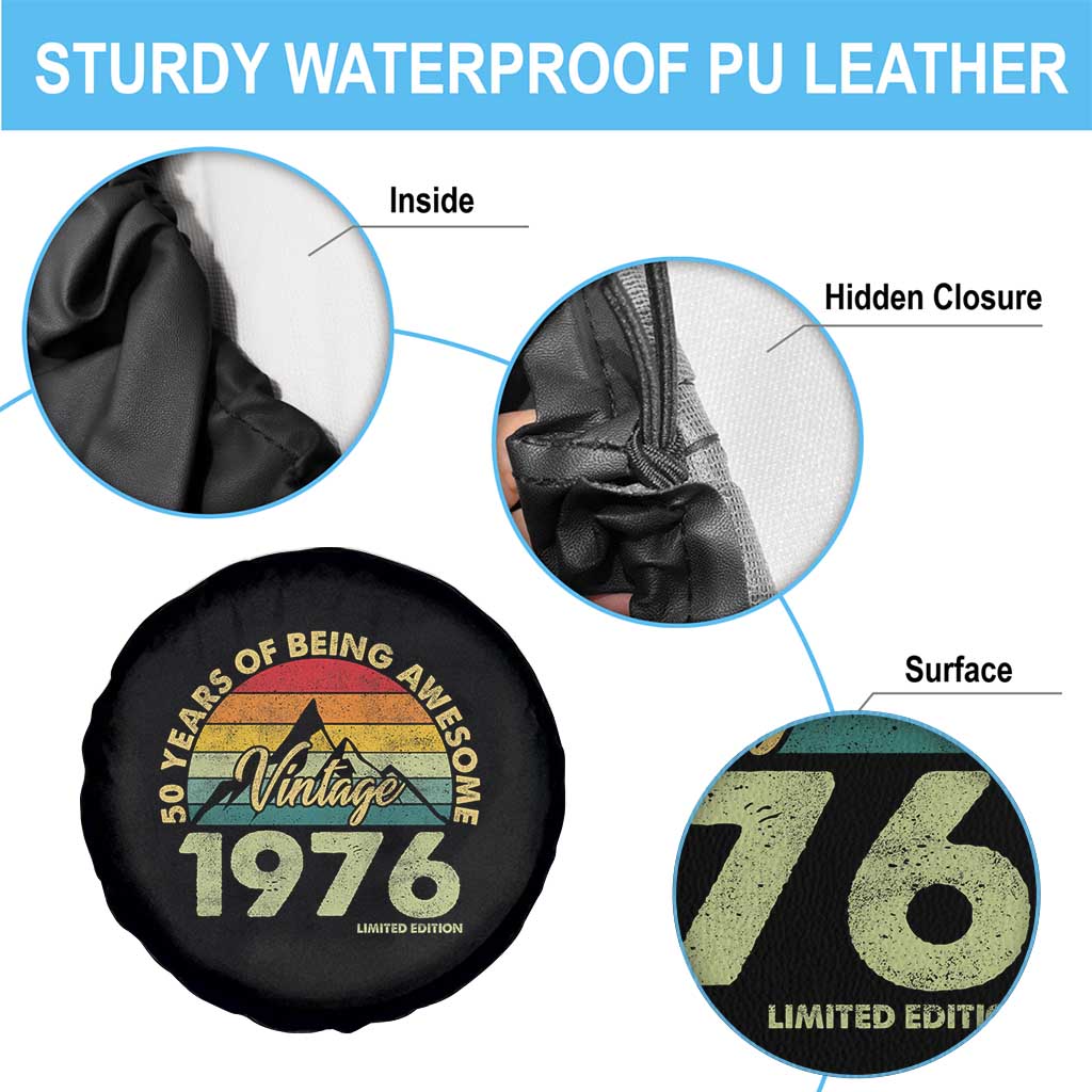 50th Birthday Spare Tire Cover Vintage 1976 Limited Edition 50 Year Old Gift
