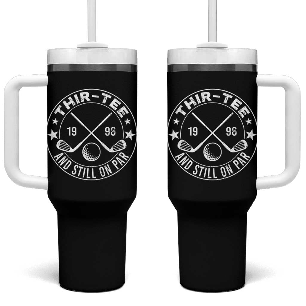 30th Birthday Golf Tumbler With Handle Vintage 1996 Thir Tee And Still On Par Golf Lover Gift