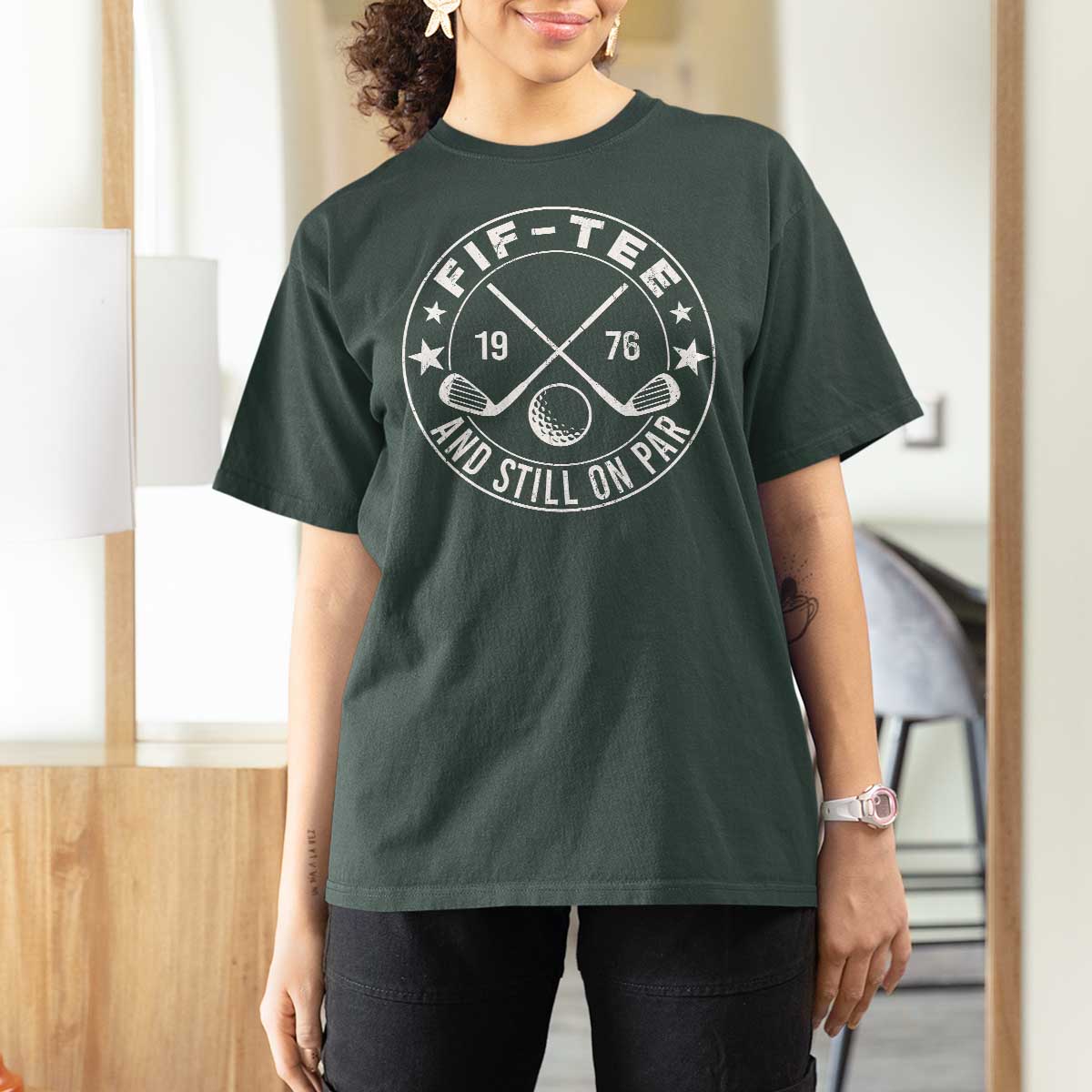 50th Birthday Golf T Shirt For Women Vintage 1976 Fif Tee And Still On Par Golf Lover Gift