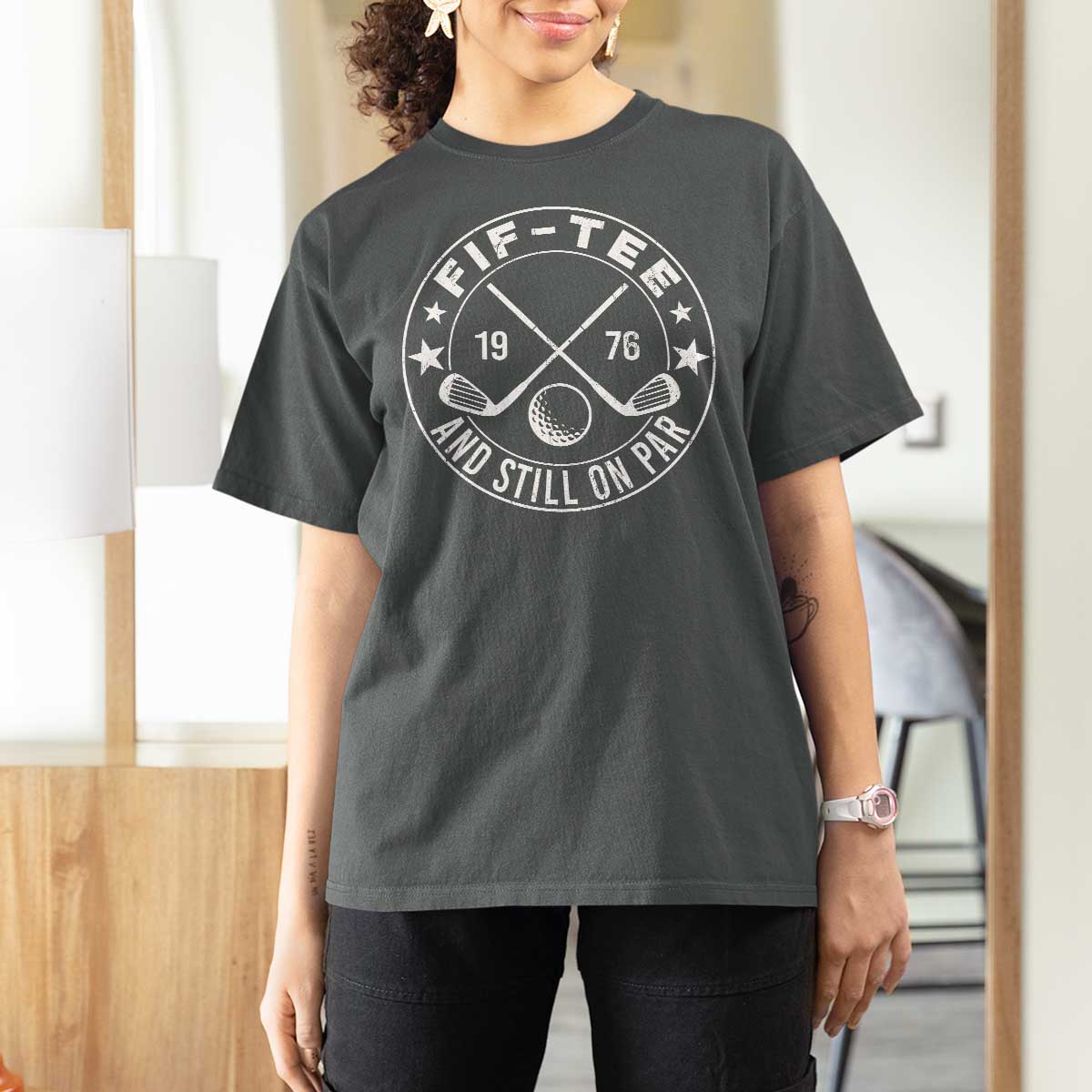 50th Birthday Golf T Shirt For Women Vintage 1976 Fif Tee And Still On Par Golf Lover Gift