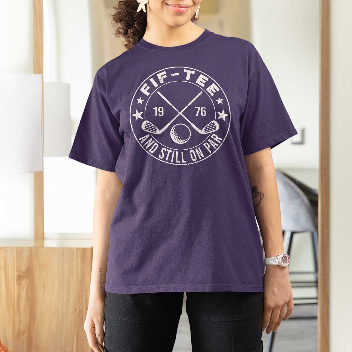 50th Birthday Golf T Shirt For Women Vintage 1976 Fif Tee And Still On Par Golf Lover Gift