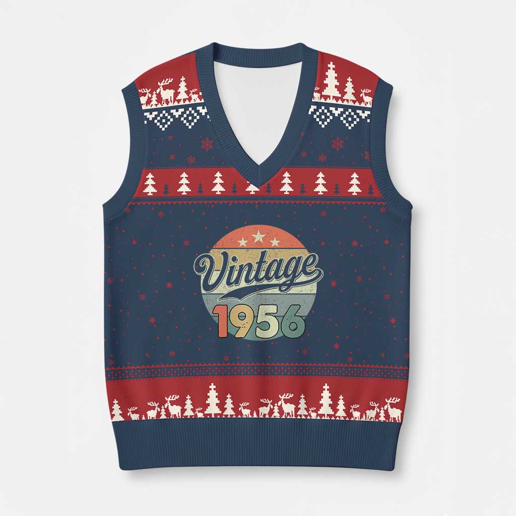 Vintage 1956 V-Neck Knit Sweater Vest 70 Year Old 70th Birthday Gifts