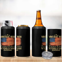 70th Birthday 4 in 1 Can Cooler Tumbler Vintage 1956 Limited Edition 70 Year Old Birthday USA Flag