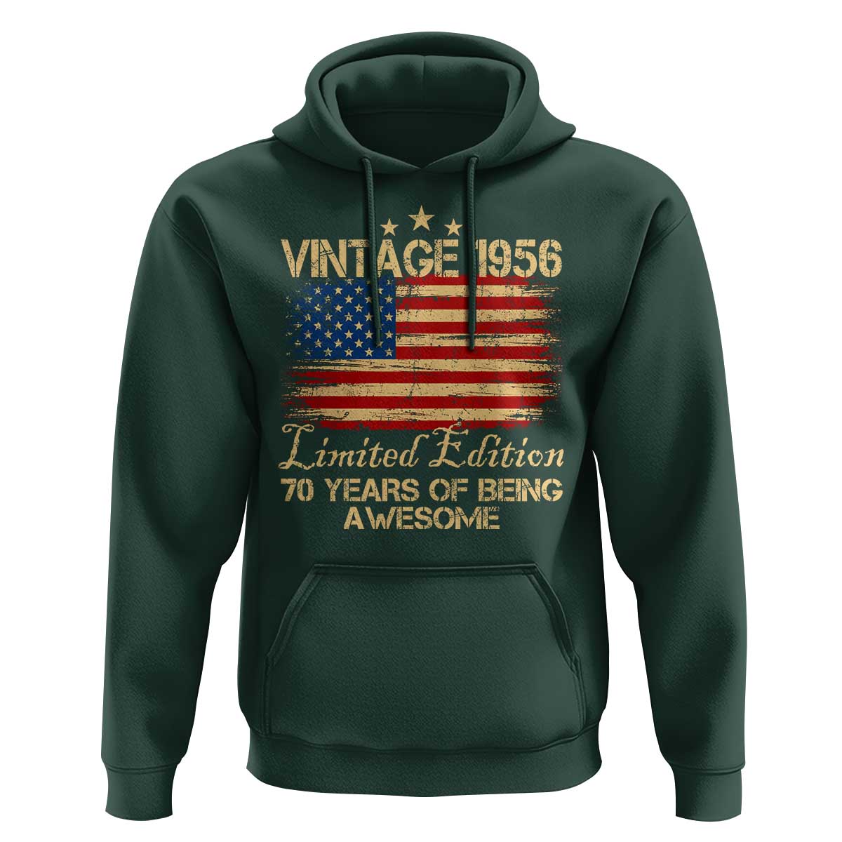 70th Birthday Hoodie Vintage 1956 Limited Edition 70 Year Old Birthday USA Flag