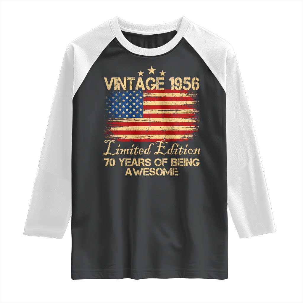 70th Birthday Raglan Shirt Vintage 1956 Limited Edition 70 Year Old Birthday USA Flag