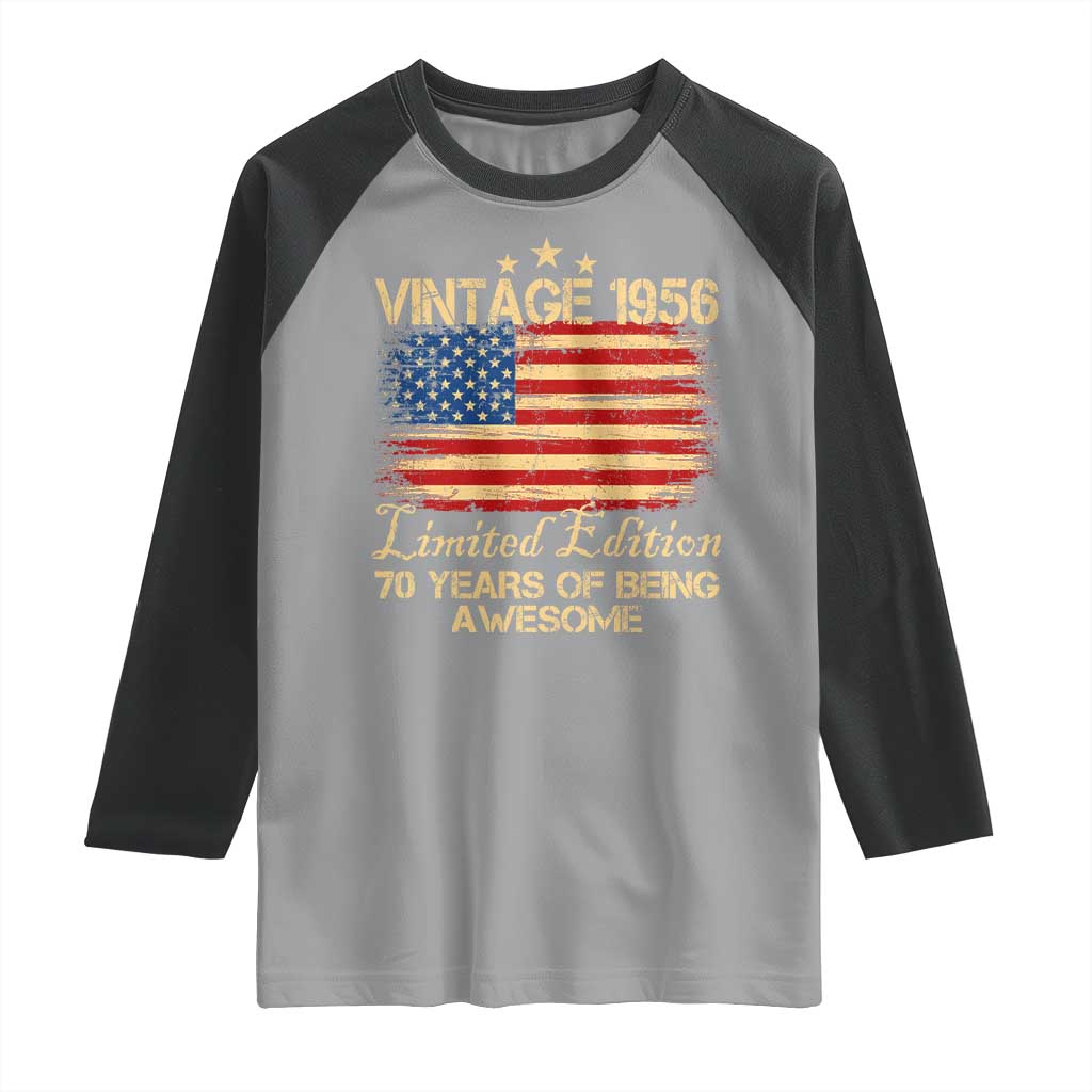 70th Birthday Raglan Shirt Vintage 1956 Limited Edition 70 Year Old Birthday USA Flag