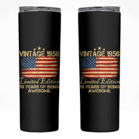 70th Birthday Skinny Tumbler Vintage 1956 Limited Edition 70 Year Old Birthday USA Flag