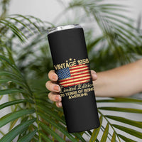 70th Birthday Skinny Tumbler Vintage 1956 Limited Edition 70 Year Old Birthday USA Flag