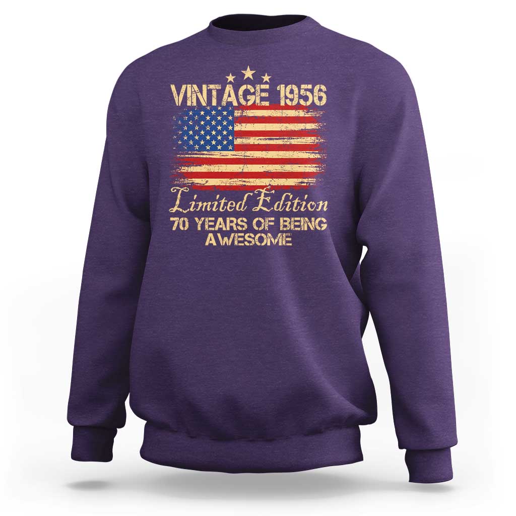 70th Birthday Sweatshirt Vintage 1956 Limited Edition 70 Year Old Birthday USA Flag