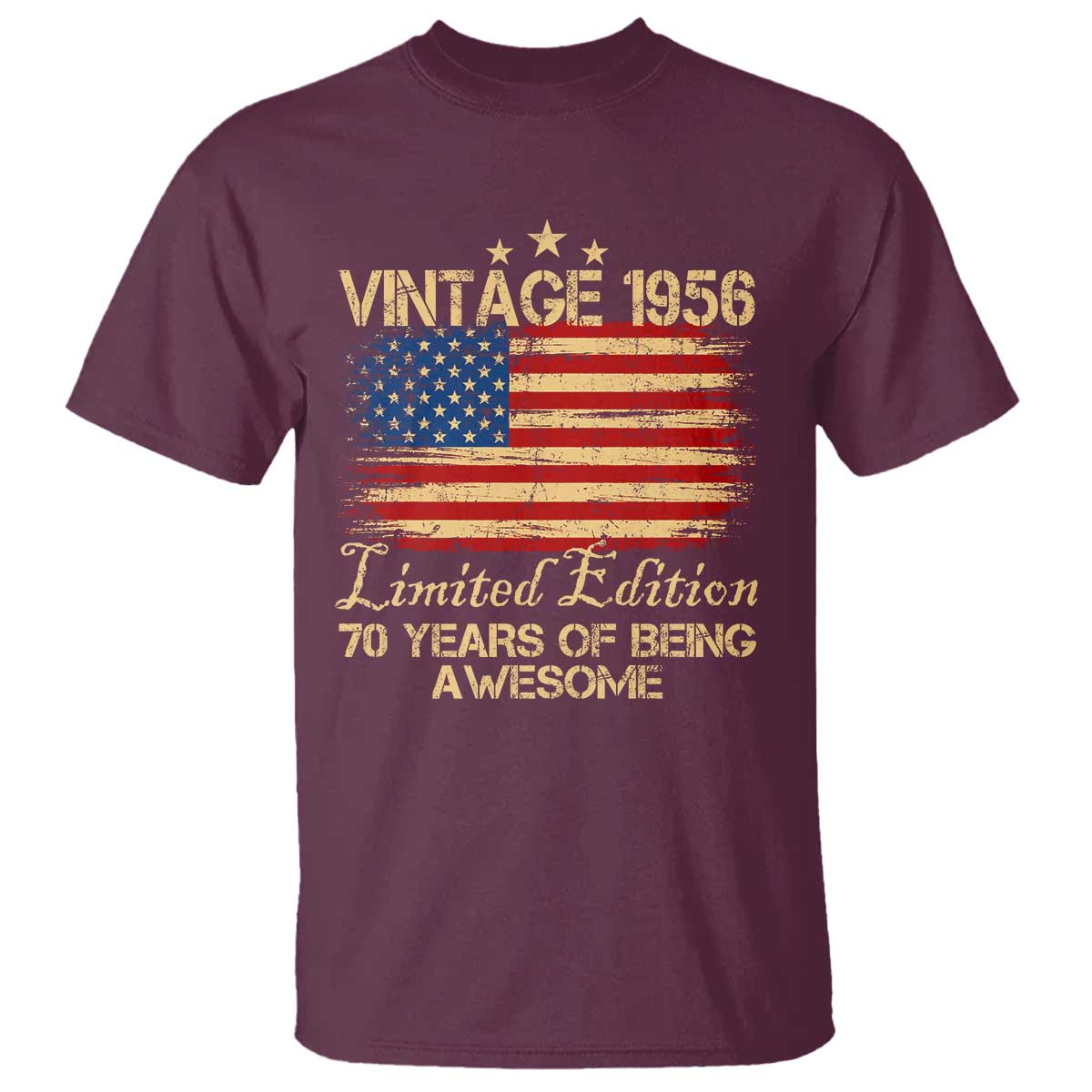 70th Birthday T Shirt Vintage 1956 Limited Edition 70 Year Old Birthday USA Flag