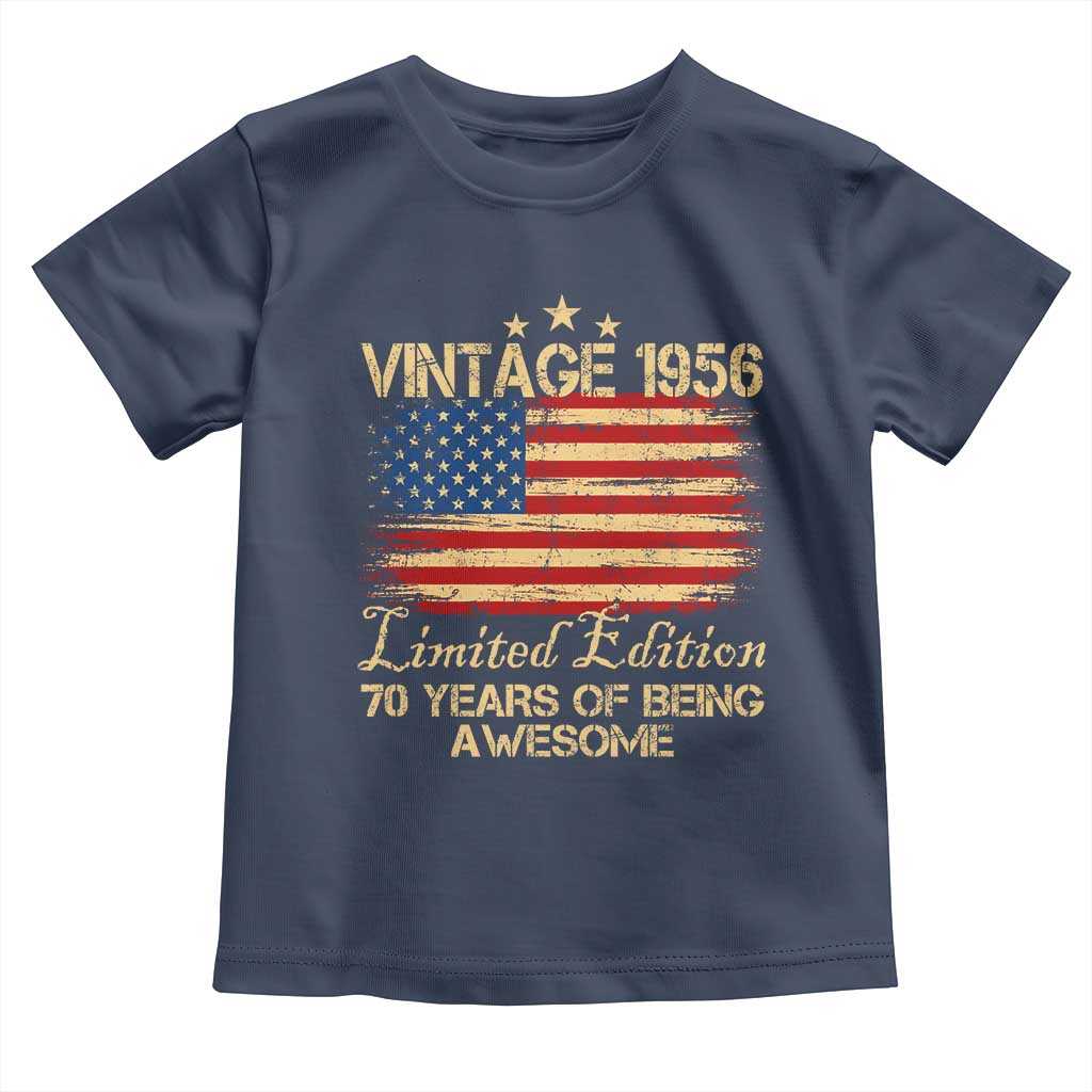 70th Birthday Toddler T Shirt Vintage 1956 Limited Edition 70 Year Old Birthday USA Flag