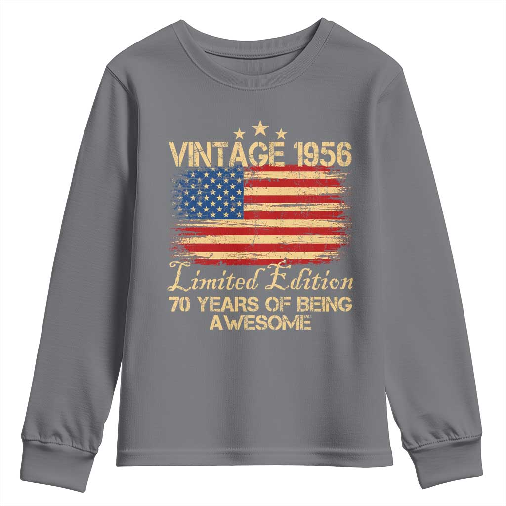 70th Birthday Youth Sweatshirt Vintage 1956 Limited Edition 70 Year Old Birthday USA Flag