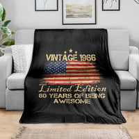 60th Birthday Throw Blanket Vintage 1966 Limited Edition 60 Year Old Birthday USA Flag