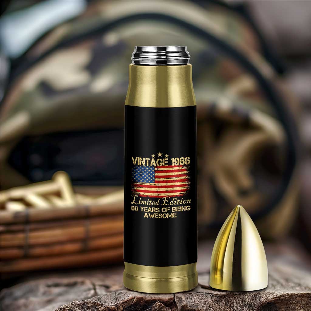 60th Birthday Bullet Tumbler Vintage 1966 Limited Edition 60 Year Old Birthday USA Flag