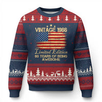 60th Birthday Ugly Christmas Sweater Vintage 1966 Limited Edition 60 Year Old Birthday USA Flag