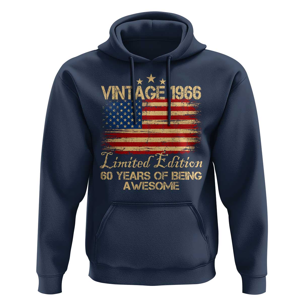 60th Birthday Hoodie Vintage 1966 Limited Edition 60 Year Old Birthday USA Flag