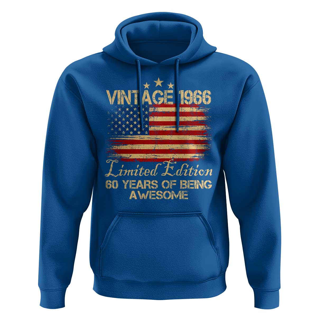 60th Birthday Hoodie Vintage 1966 Limited Edition 60 Year Old Birthday USA Flag