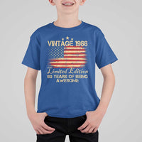 60th Birthday T Shirt For Kid Vintage 1966 Limited Edition 60 Year Old Birthday USA Flag
