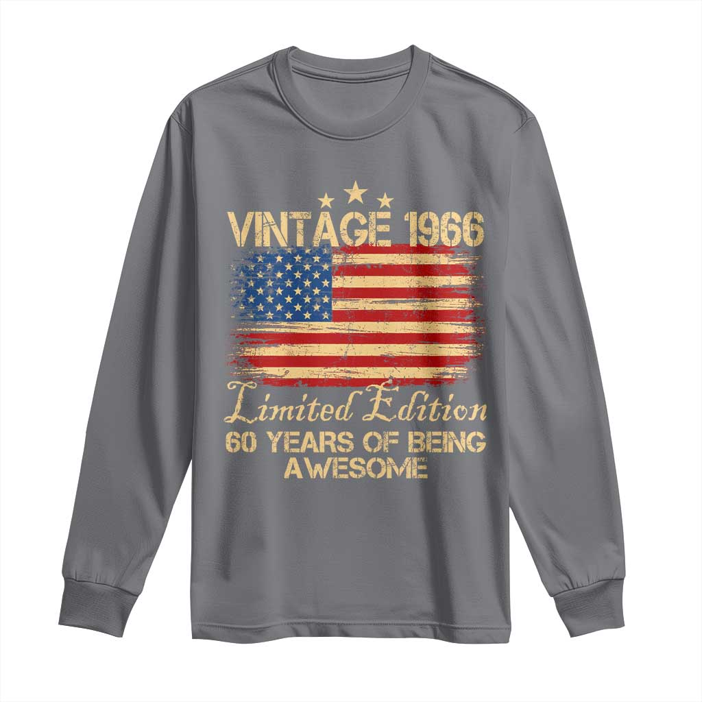 60th Birthday Long Sleeve Shirt Vintage 1966 Limited Edition 60 Year Old Birthday USA Flag