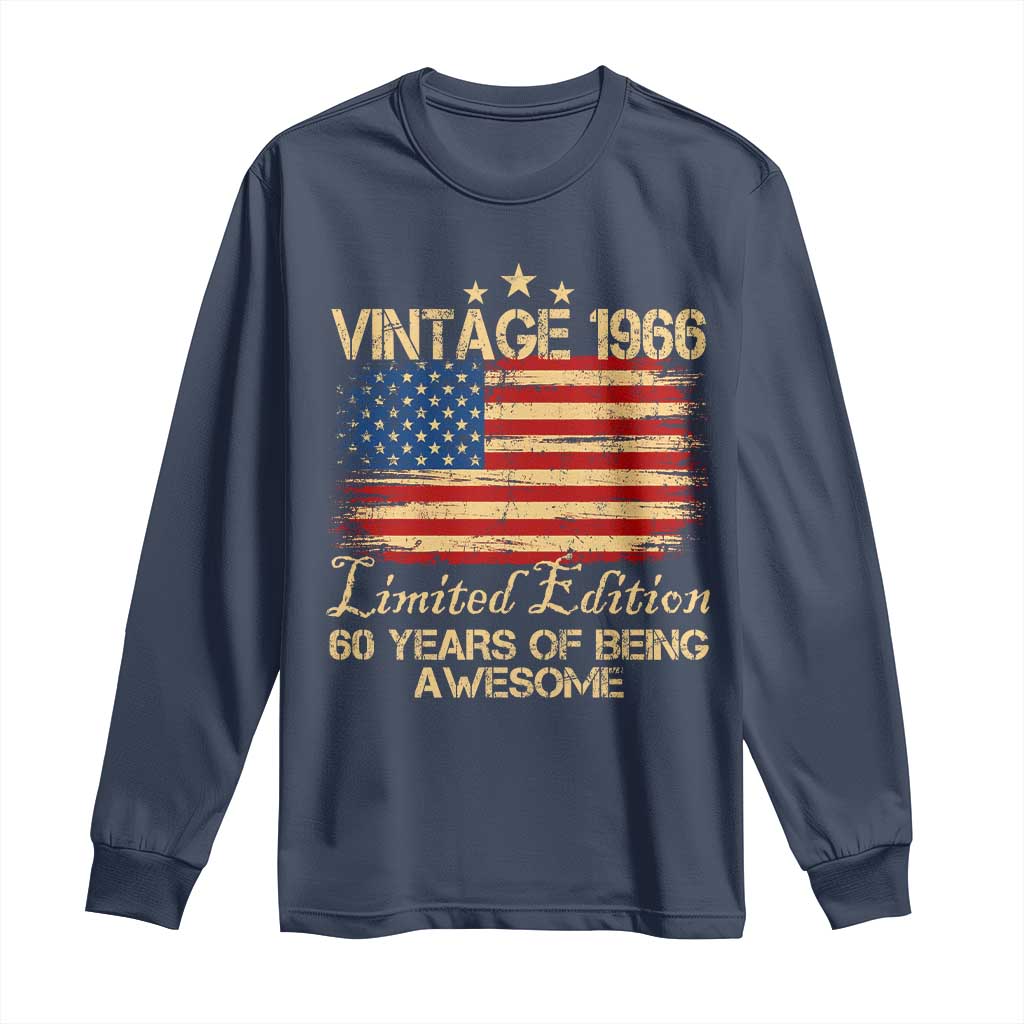 60th Birthday Long Sleeve Shirt Vintage 1966 Limited Edition 60 Year Old Birthday USA Flag