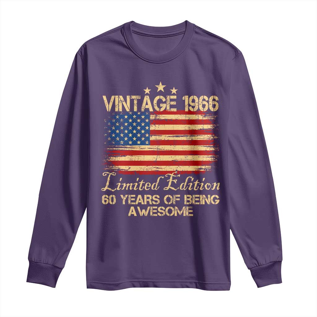 60th Birthday Long Sleeve Shirt Vintage 1966 Limited Edition 60 Year Old Birthday USA Flag