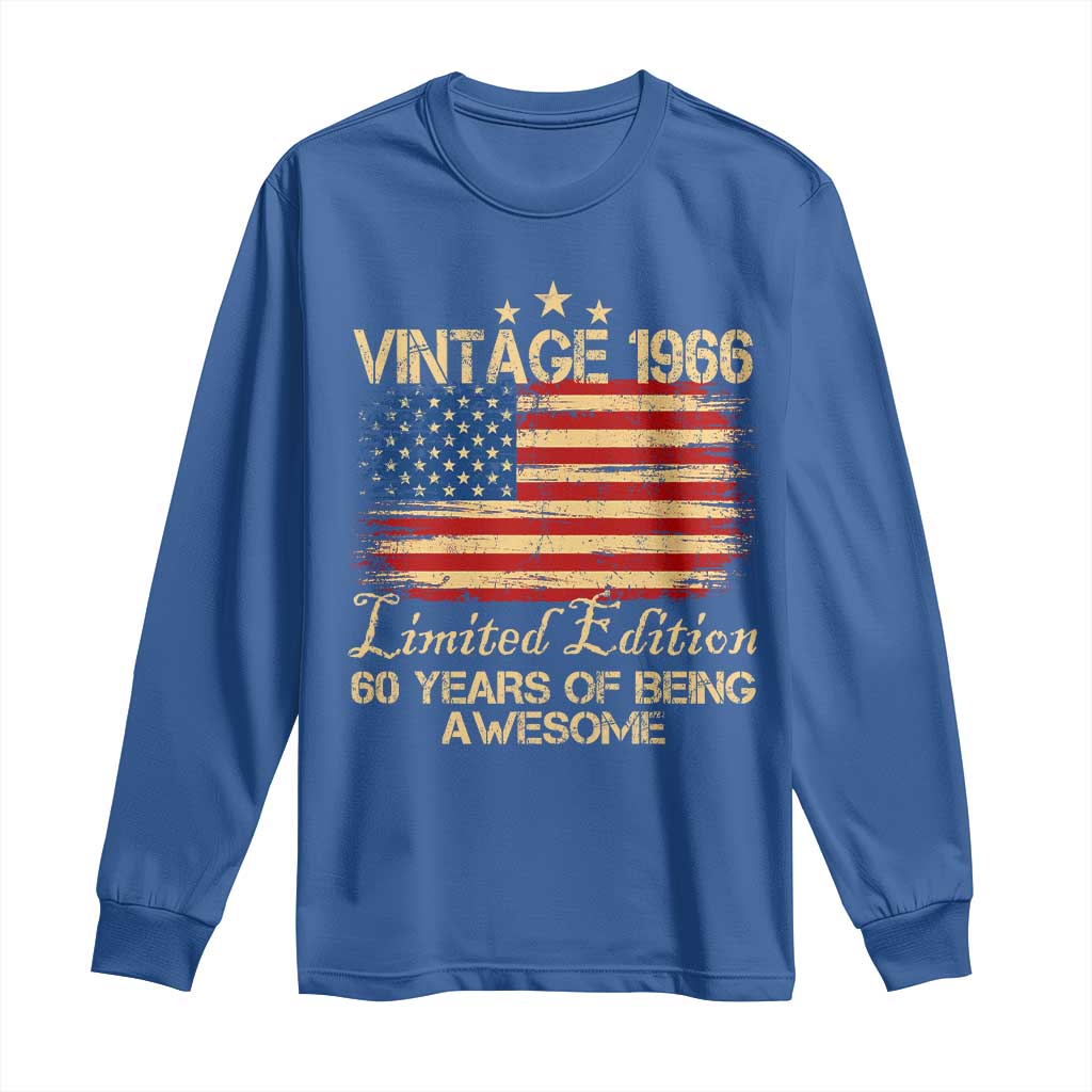 60th Birthday Long Sleeve Shirt Vintage 1966 Limited Edition 60 Year Old Birthday USA Flag