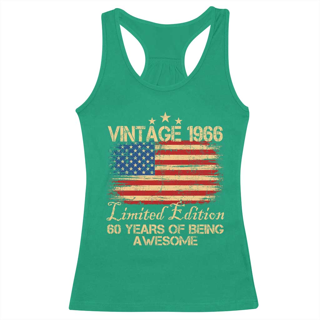 60th Birthday Racerback Tank Top Vintage 1966 Limited Edition 60 Year Old Birthday USA Flag