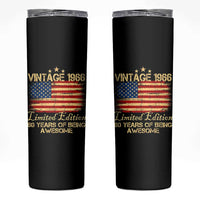60th Birthday Skinny Tumbler Vintage 1966 Limited Edition 60 Year Old Birthday USA Flag