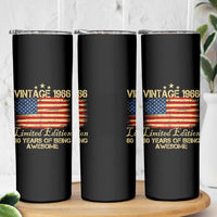 60th Birthday Skinny Tumbler Vintage 1966 Limited Edition 60 Year Old Birthday USA Flag