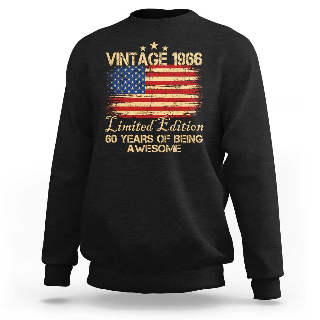 60th Birthday Sweatshirt Vintage 1966 Limited Edition 60 Year Old Birthday USA Flag