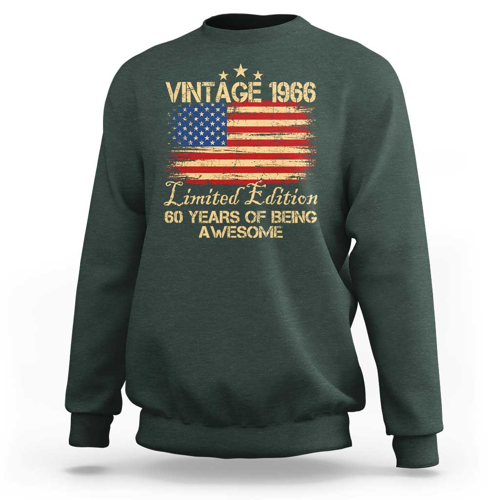 60th Birthday Sweatshirt Vintage 1966 Limited Edition 60 Year Old Birthday USA Flag
