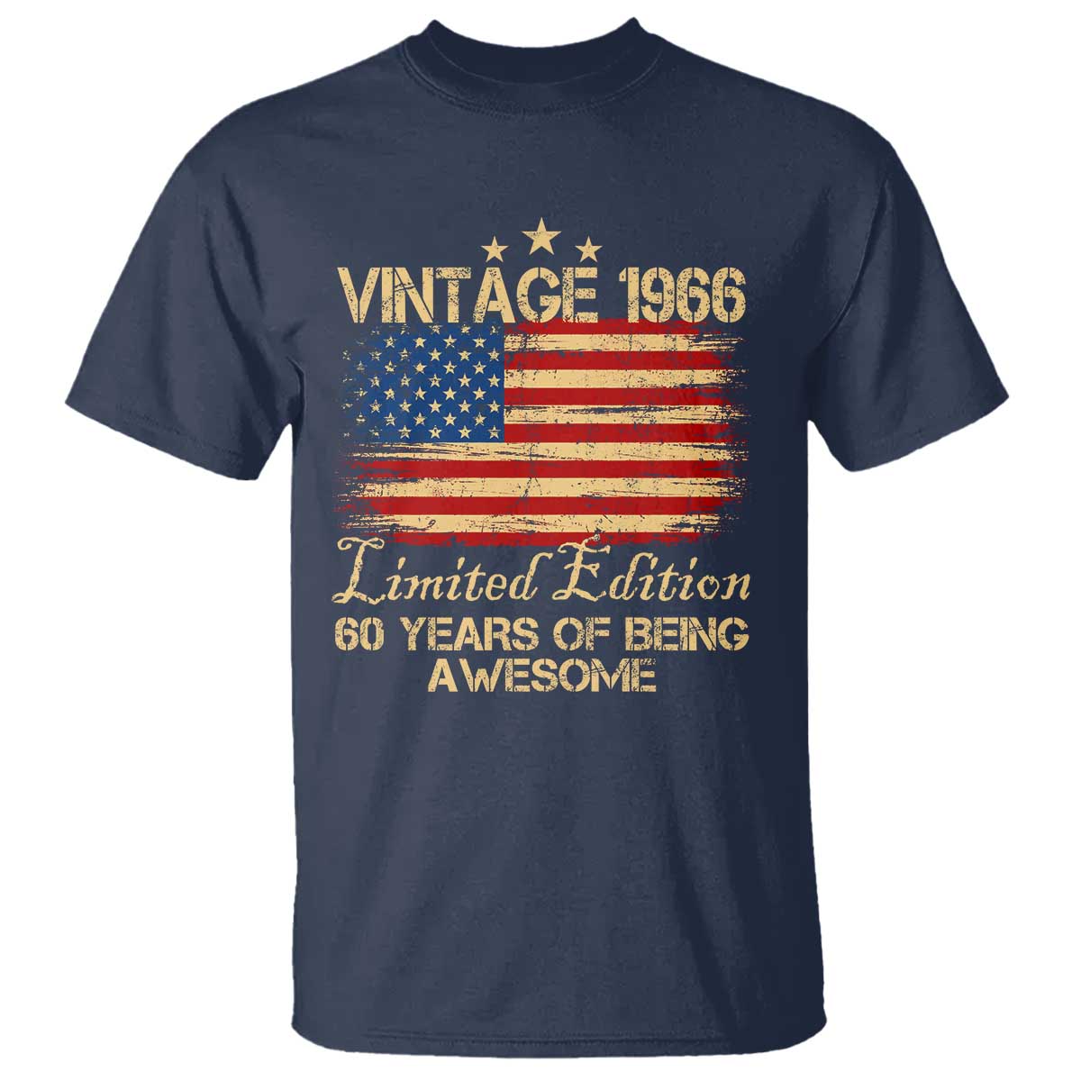 60th Birthday T Shirt Vintage 1966 Limited Edition 60 Year Old Birthday USA Flag