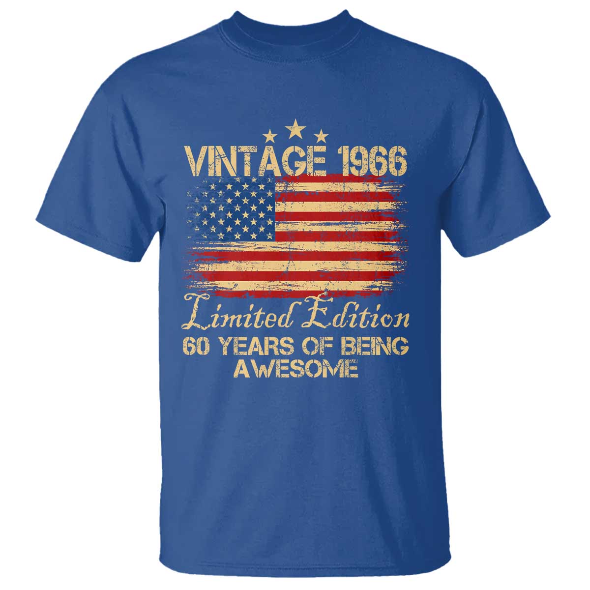 60th Birthday T Shirt Vintage 1966 Limited Edition 60 Year Old Birthday USA Flag