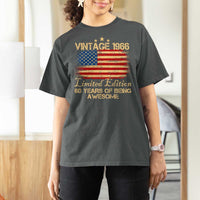 60th Birthday T Shirt For Women Vintage 1966 Limited Edition 60 Year Old Birthday USA Flag