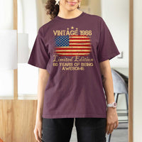 60th Birthday T Shirt For Women Vintage 1966 Limited Edition 60 Year Old Birthday USA Flag
