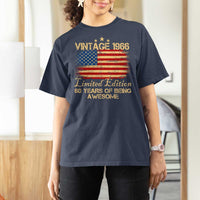 60th Birthday T Shirt For Women Vintage 1966 Limited Edition 60 Year Old Birthday USA Flag