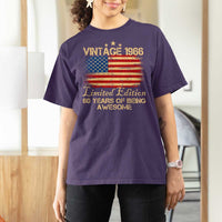 60th Birthday T Shirt For Women Vintage 1966 Limited Edition 60 Year Old Birthday USA Flag