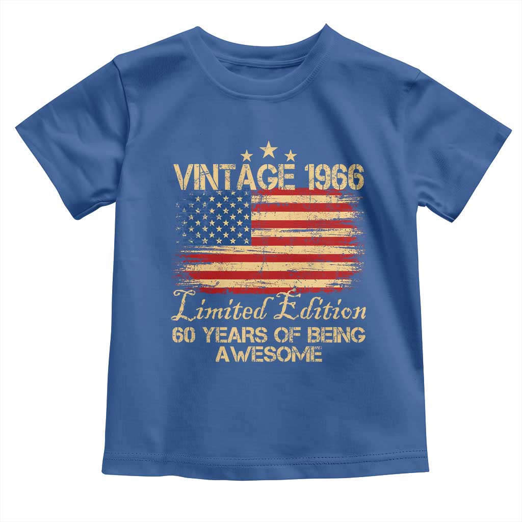 60th Birthday Toddler T Shirt Vintage 1966 Limited Edition 60 Year Old Birthday USA Flag