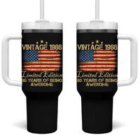60th Birthday Tumbler With Handle Vintage 1966 Limited Edition 60 Year Old Birthday USA Flag