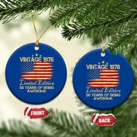 50th Birthday Ceramic Ornament Vintage 1976 Limited Edition 50 Year Old Birthday USA Flag