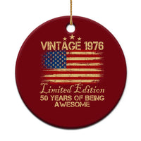 50th Birthday Ceramic Ornament Vintage 1976 Limited Edition 50 Year Old Birthday USA Flag
