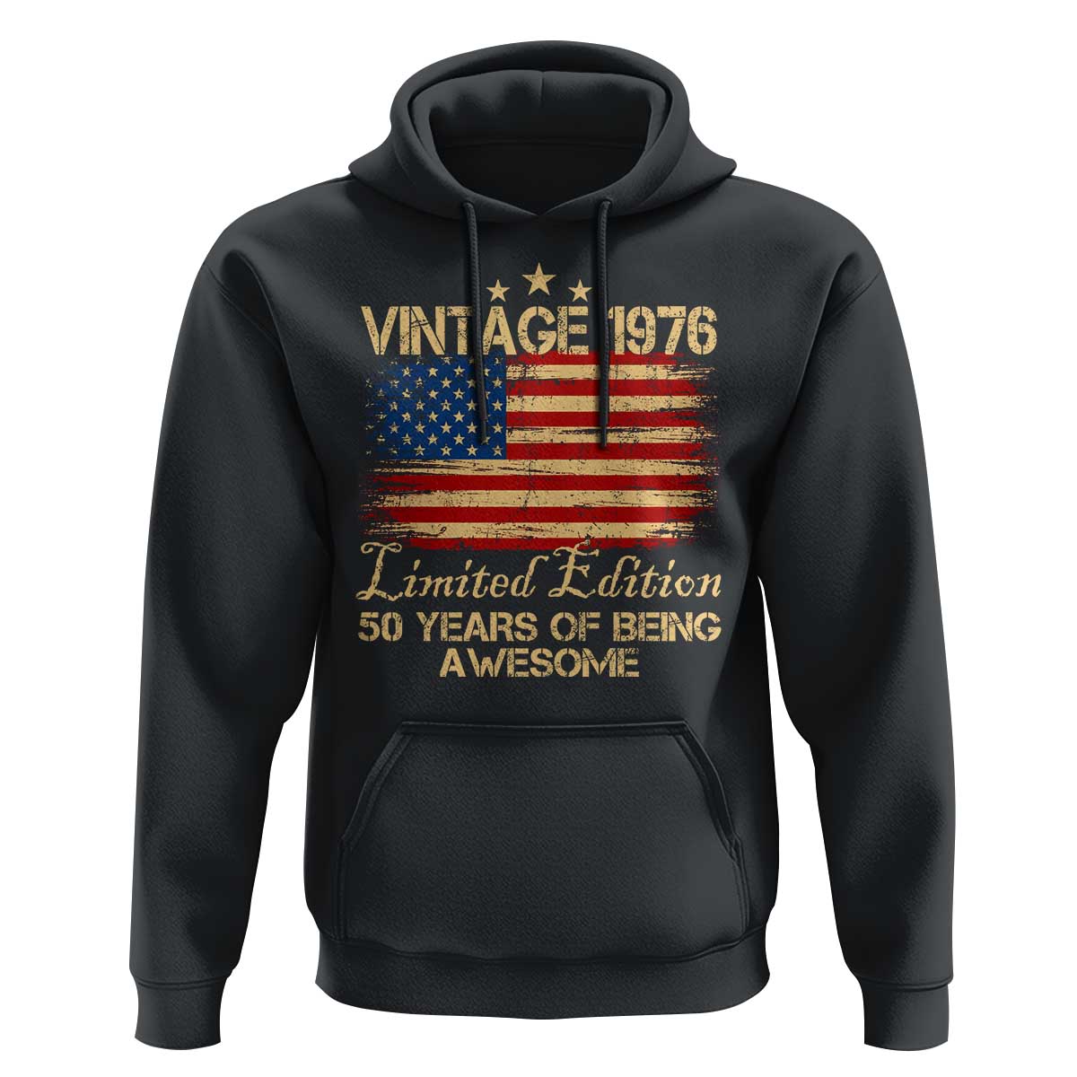 50th Birthday Hoodie Vintage 1976 Limited Edition 50 Year Old Birthday USA Flag