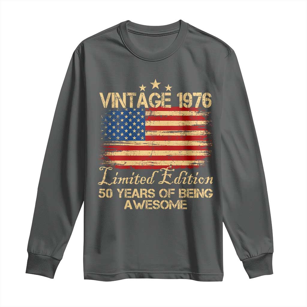 50th Birthday Long Sleeve Shirt Vintage 1976 Limited Edition 50 Year Old Birthday USA Flag