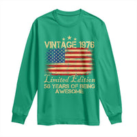 50th Birthday Long Sleeve Shirt Vintage 1976 Limited Edition 50 Year Old Birthday USA Flag
