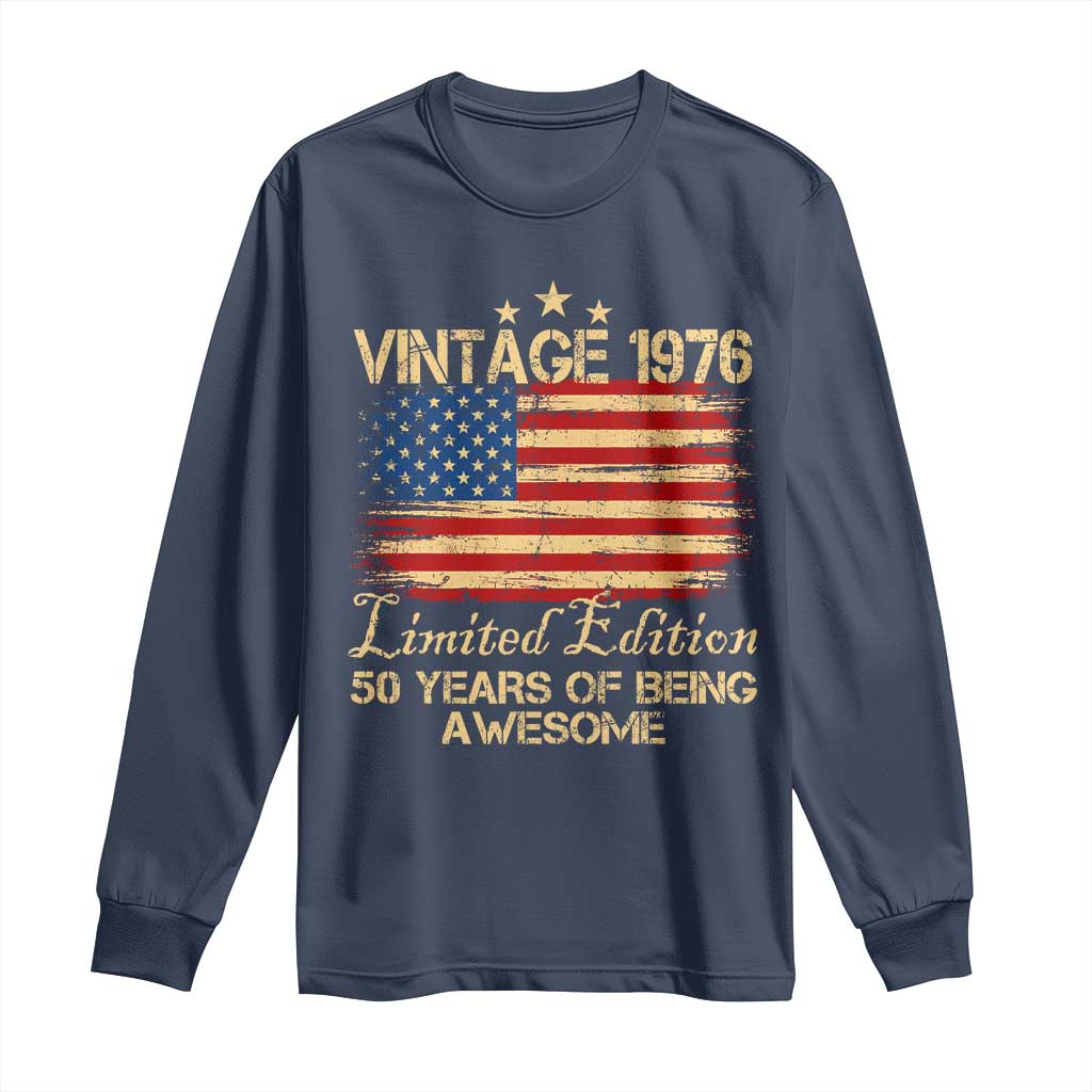 50th Birthday Long Sleeve Shirt Vintage 1976 Limited Edition 50 Year Old Birthday USA Flag