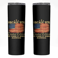 50th Birthday Skinny Tumbler Vintage 1976 Limited Edition 50 Year Old Birthday USA Flag