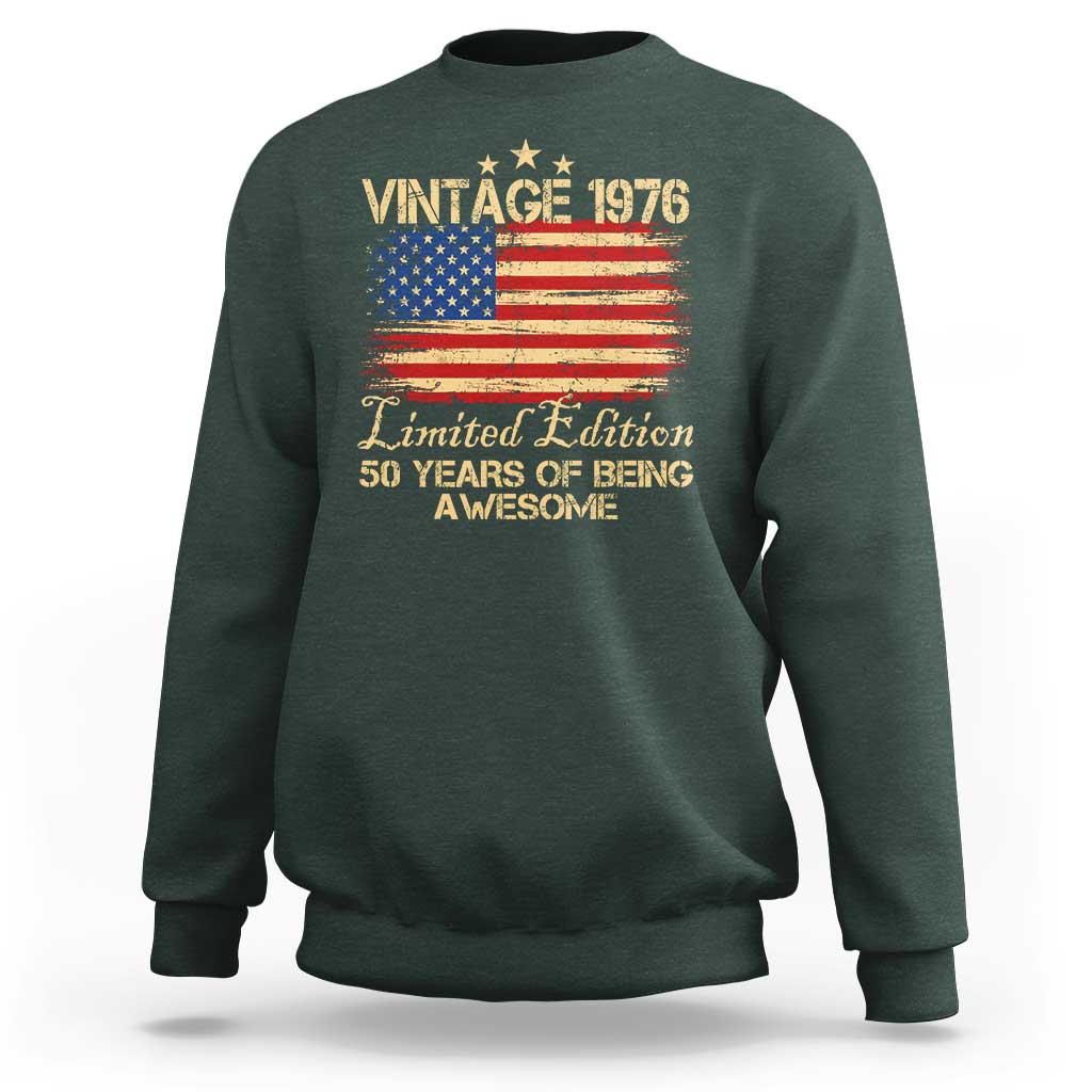 50th Birthday Sweatshirt Vintage 1976 Limited Edition 50 Year Old Birthday USA Flag